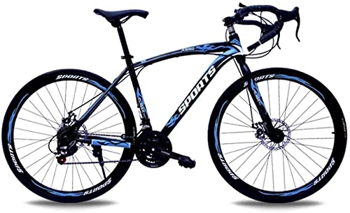 Road Bike : HUAQINEI Mountain Bikes, 26-inch road bike variable speed corner double disc brakes racing bicycle 40 wheels Alloy frame with Disc Brakes (Color : Black blue, Size : 24 speed)