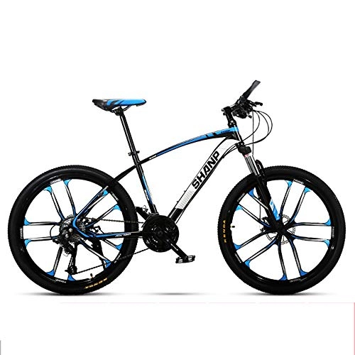 Road Bike : Huoduoduo Bike, Mountain Bike, 26 Inch 27-Speed, Material High Carbon Steel, Front And Rear Mechanical Disc Brakes, Non-Slip Tires, Blue