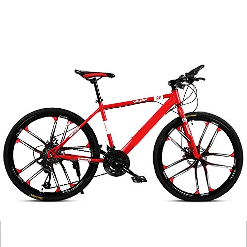 Road Bike : Huoduoduo Bike, Mountain Bike, 26 Inch 30-Speed, Material High Carbon Steel, Front And Rear Mechanical Disc Brakes, Non-Slip Tires, Red