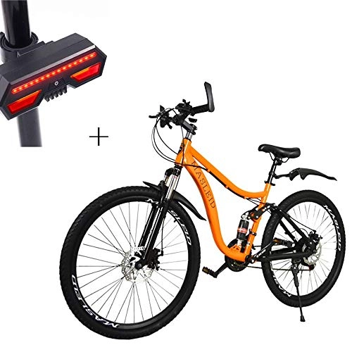 Road Bike : Huoduoduo Bike Mountain Bike 26 Inch Double Disc Brake Frame Shock Absorber 21 Speed Gift Bike Steering Light