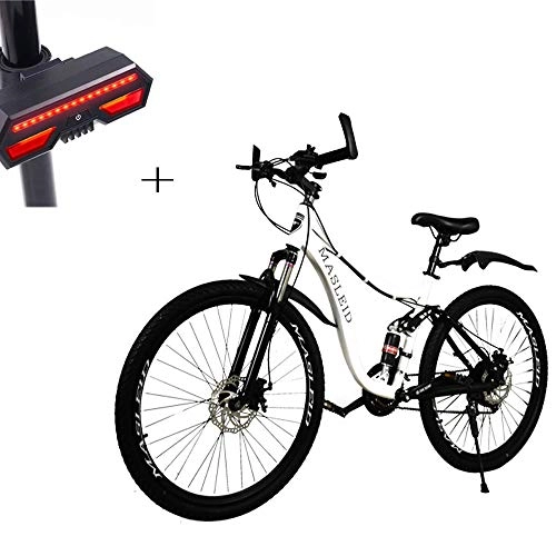 Road Bike : Huoduoduo Bike Mountain Bike 26 Inch Two Disc Brake Frame Shock Absorber 21 Speed Gift Bike Steering Light