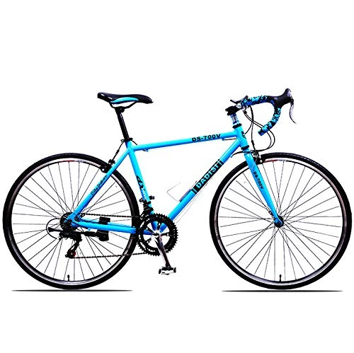 Road Bike : HUWAI Mountain Bike Drop Bar Road Bicycle for Men and Women, Alluminum Frame, 14 or 21-30Speed Drivetrain, Carbon Fiber Fork, 700c Wheels, Multiple Color, Blue, 30 bend handles