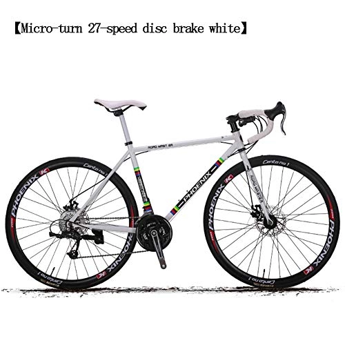 Road Bike : HUWAI Mountain Bike for Men And Women, 27 Inch Road Bike 700C 21 / 27 Speed Gears Lightweight Double Disc Brake Bicycle Medium High-Tensile Steel Frame, 27 speed
