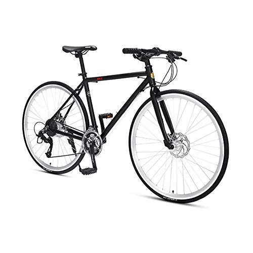 Road Bike : HYCBTC 27 Inch Road Bikes, High Carbon Steel Mountain Bike Dual Disc Brake, 27 Speed Bicycle, 700c for Men and Women Bicycles, Black