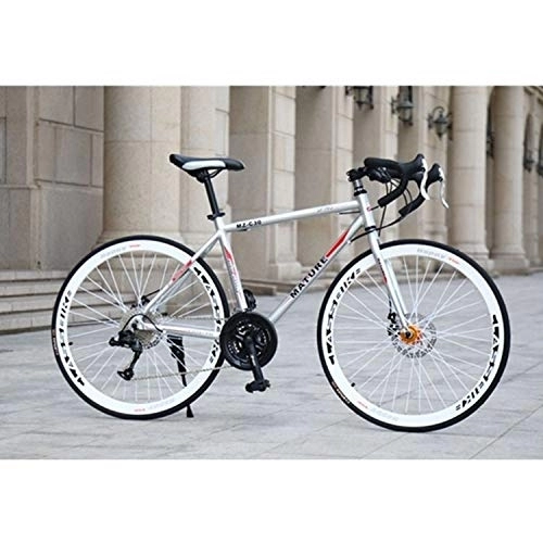 Road Bike : HZZ-ZZ Variable Speed ​​Student Bicycle 27-inch MZ-C30 Aluminum Money Load Bike Double Disc Brake 700C 21 Speed ​​Supervables Sunshine20 (Color : Titanium Silver)