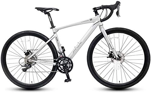 Road Bike : IMBM Adult Road Bike, 16 Speed Student Racing Bicycle, Lightweight Aluminium Road Bike With Hydraulic Disc Brake, 700 * 32C Tires, Silver, Straight Handle (Color : Silver, Size : Bent Handle)