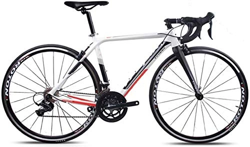 Road Bike : IMBM Adult Road Bike, Professional 18-Speed Racing Bicycle, Ultra-Light Aluminium Frame Double V Brake Racing Bicycle, Perfect for Road Or Dirt Trail Touring (Color : White, Size : X6)