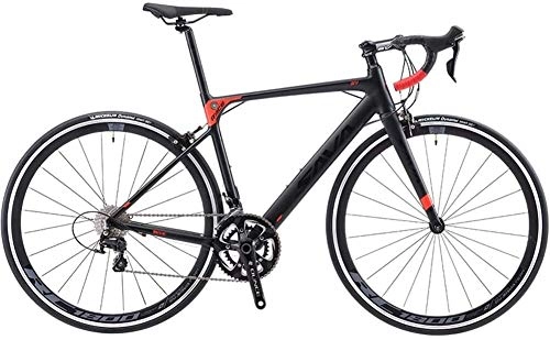 Road Bike : IMBM Adult Road Bike, Ultra-Light Bicycle Aluminum Frame with Double V Brake, Carbon Fiber Fork City Utility Bike, Perfect For Road Or Dirt Trail Touring (Color : Black, Size : 22 Speed)