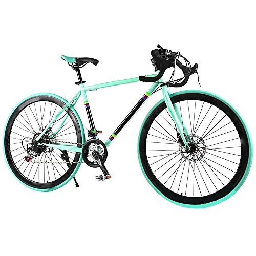 Road Bike : JiaLG Adult male and female cross-country mountain bike speed racing bicycles teenagers lightweight road racing (Color : Green)