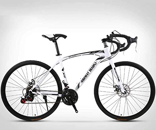 Road Bike : JIAWYJ YANGHAO-Adult mountain bike- 26-Inch Road Bicycle, 24-Speed Bikes, Double Disc Brake, High Carbon Steel Frame, Road Bicycle Racing, Men's and Women Adult-Only YGZSDZXC-04 (Color : White)
