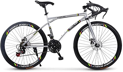 Road Bike : JIAWYJ YANGHAO-Adult mountain bike- Road Bicycle, 24-Speed 26 Inch Bikes, Double Disc Brake, High Carbon Steel Frame, Road Bicycle Racing, Men's and Women Adult-Only (Color:C) YGZSDZXC-04 (Color : C)