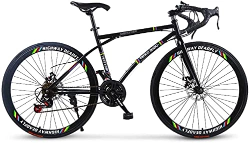 Road Bike : JIAWYJ YANGHAO-Adult mountain bike- Road Bicycle, 24-Speed 26 Inch Bikes, Double Disc Brake, High Carbon Steel Frame, Road Bicycle Racing, Men's and Women Adult-Only (Color:C) YGZSDZXC-04 (Color : F)