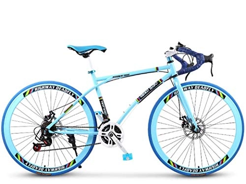 Road Bike : JIAWYJ YANGHAO-Adult mountain bike- Road Bicycle, 24-Speed 26 Inch Bikes, Double Disc Brake, High Carbon Steel Frame, Road Bicycle Racing, Men's and Women Adult-Only YGZSDZXC-04 (Color : C)