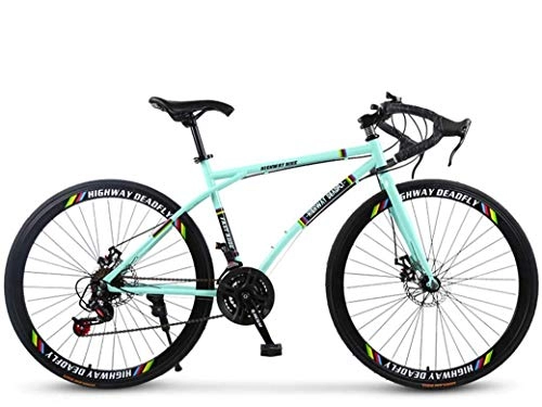Road Bike : JIAWYJ YANGHAO-Adult mountain bike- Road Bicycle, 24-Speed 26 Inch Bikes, Double Disc Brake, High Carbon Steel Frame, Road Bicycle Racing, Men's and Women Adult-Only YGZSDZXC-04 (Color : F)