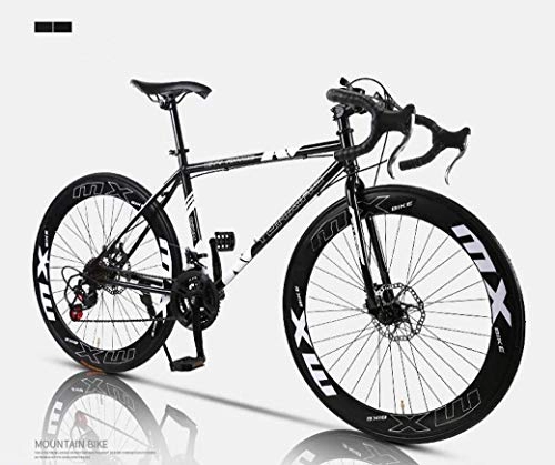 Road Bike : JIAWYJ YANGHAO-Adult mountain bike- Road Bicycle, 24-Speed 26 Inch Bikes, Double Disc Brake, High Carbon Steel Frame, Road Bicycle Racing, Men's and Women Adult YGZSDZXC-04 (Color : G)