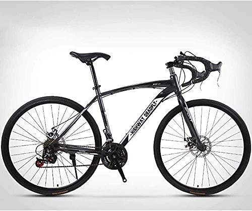 Road Bike : JIAWYJ YANGHONG-Sport mountain bike- 26-Inch Road Bicycle, 24-Speed Bikes, Double Disc Brake, High Carbon Steel Frame, Road Bicycle Racing, Red OUZHZDZXC-1 (Color : Grey)