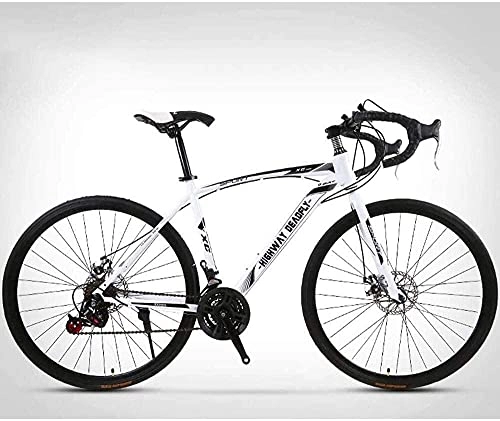 Road Bike : JIAWYJ YANGHONG-Sport mountain bike- 26-Inch Road Bicycle, 24-Speed Bikes, Double Disc Brake, High Carbon Steel Frame, Road Bicycle Racing, Red OUZHZDZXC-1 (Color : White)
