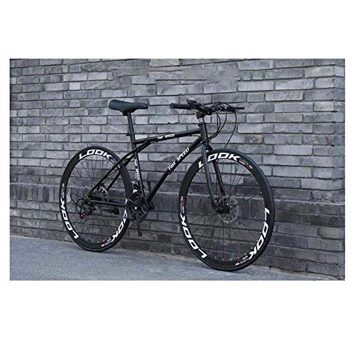 Road Bike : JINHH Men's And Women's Road Bicycles, 24-Speed 26-Inch Bikes, Adult-Only, High Carbon Steel Frame, Road Bicycle Racing, Wheeled Double Disc Brake Bicycles
