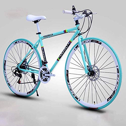 Road Bike : JINHH Men's And Women's Road Bicycles, 26-Inch Bikes, Adult-Only, High Carbon Steel Frame, Road Bicycle Racing, Wheeled Double Disc Brake Bicycles