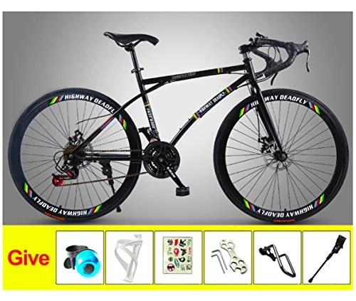 Road Bike : Jjwwhh Men's And Women's Road Bicycles, MTB Bicycle, 24-Speed 26 Inch Bikes, Double Disc Brake, High Carbon Steel Frame, Road Bicycle Racing / E
