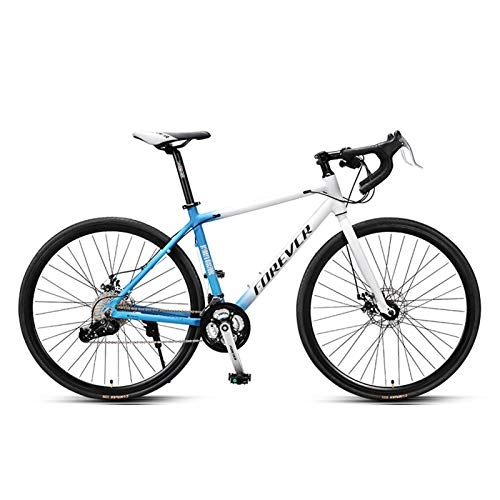 Road Bike : JKCKHA Road Bike, 700C Lightweight Aluminum Frame Racing Bicycle with 33 Speed Derailleur System And Double Disc Brakes, Blue