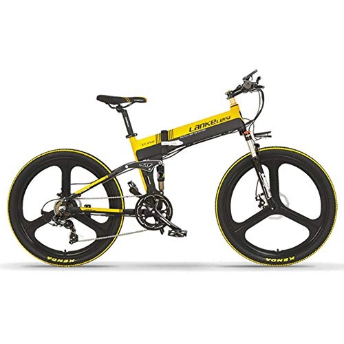 Road Bike : JPFCAK, Electric, Bicycle, Folding, Mountain, Bicycle, 48V26 Inch, 5 Power Assist, 7-speed, 240W Motor, High-function Speedometer 60-90km Bicycle, Yellow-48V10ah