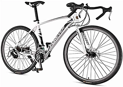 Road Bike : JYTFZD WENHAO Male Road, high Carbon Steel Frame 21 Speed Road Bike, Steel disc with Dual Racing Bikes, 700 * 28C Wheel (Color:Red) (Color:Red) (Color : White)
