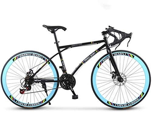Road Bike : JYTFZD WENHAO Road Bicycle, 24-Speed 26 Inch Bikes, Double Disc Brake, High Carbon Steel Frame, Road Bicycle Racing, Men's and Women Adult-Only (Color : D)