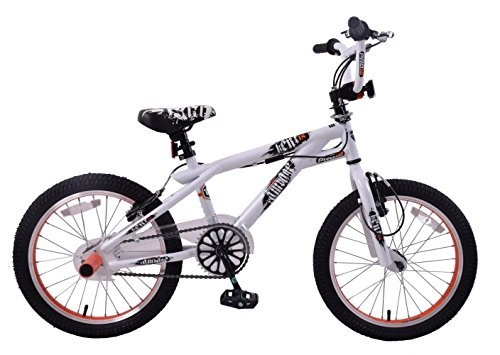 Road Bike : Kent Rampage 18" Wheel Freestyler BMX Kids Bike White / Black Stunt Pegs 360 Gyro