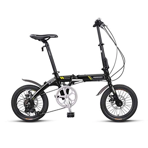 Road Bike : Kids' Bikes Black Blue YellowBicycle Folding Bicycle Variable Speed Bicycle Boy Girl Bicycle Small Bicycle, High Carbon Steel Frame, 16 Inch (Color : Black, Size : 133 * 30 * 104cm)