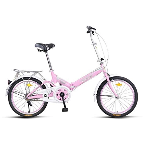 Road Bike : Kids' Bikes Single Speed Bicycle Folding Bicycle Student Bicycle Blue Pink Bicycle Boy Girl Bicycle Small Bicycle, High Carbon Steel Frame, 16 Inches (Color : Pink, Size : 138 * 30 * 70cm)