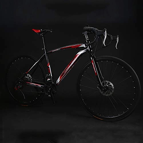 Road Bike : KKLTDI Adult-only High Carbon Steel Frame Racing Road Bike, 26 Inch 24 Speed Bicycles, Men's And Women's Road Bicycles Black And Red 26", 24-speed