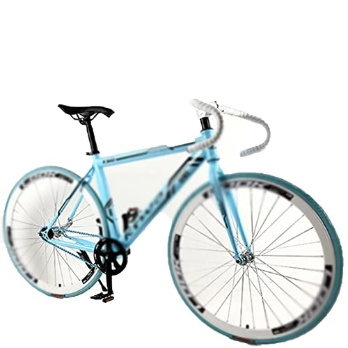 Road Bike : KOOKYY Bicycle Bicycle Road Bike Fixed Gear Muscle Frame Bending Adult Man and Women Racing Solid Tire Single Speed (Color : Blue, Size : 26inch)