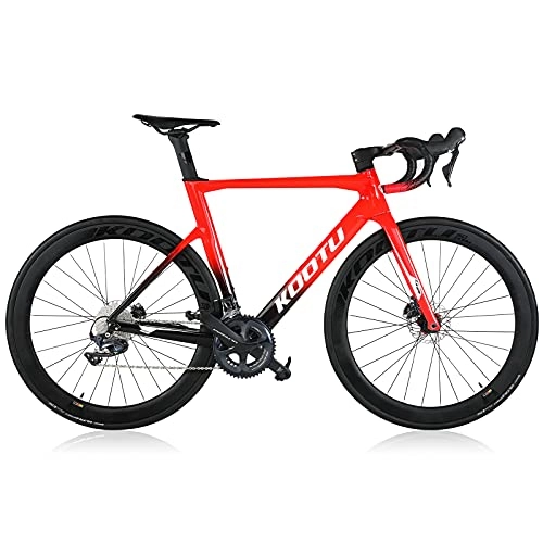 Road Bike : KOOTU Road Bike for Adult T800 Carbon Fiber Frame Racing Bicycle, 700C Racing Bicycle with Shimano ULTEGRA R8020 Hydraulic Disc Brake 22 Speeds Bicycle, 28C Tire and Fizik Saddle