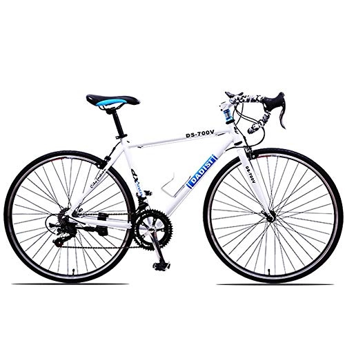 Road Bike : KOWE Road Bike, Light Aluminum Frame 700C Road Bicycle, White, 14 speed