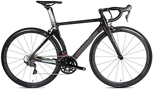 Road Bike : KRXLL Road Bike 700C Racing Road Bike With 22-speed Transmission System Aluminum Alloy Road C Brake 50 Cm Frame Mountain Bicycle with Front Suspension Adjustable Seat-Black