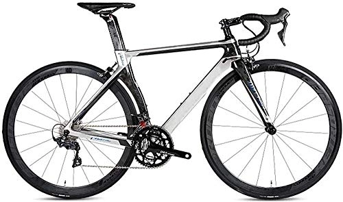 Road Bike : KRXLL Road Bike 700C Racing Road Bike With 22-speed Transmission System Aluminum Alloy Road C Brake 50 Cm Frame Mountain Bicycle with Front Suspension Adjustable Seat-Silver