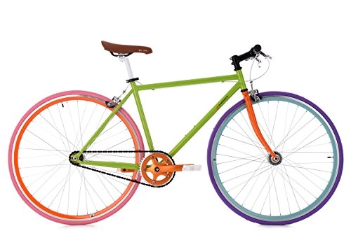 Road Bike : KS Cycling Fixie Fitness Bike 28" Essence Green Fixed Gear 47 cm