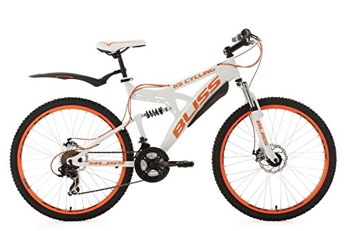 Road Bike : KS Cycling Full Suspension Mountain Bike 26" Bliss White-Orange 21 Gear