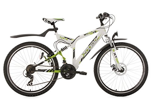 Road Bike : KS Cycling Full Suspension Mountain Bike 26" Zodiac White-Green 21 Gear