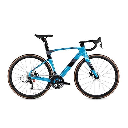 Road Bike : KUKU 21-Speed Road Bike 700C, Men's Carbon Fiber Road Bike 700C, 26 Inches, Dual Disc Brakes, Suitable for Sports And Cycling Enthusiasts, sky blue