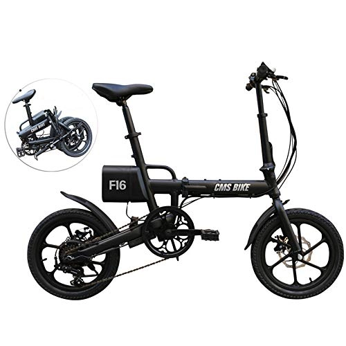 Road Bike : Kungfu Mall F16 36V 7.8AH 250W Black 16 Inches Folding Electric Bike 20km / h 65KM Mileage Intelligent SHIM