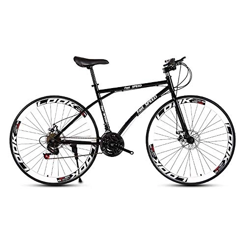Road Bike : L.BAN Road Bike For Men And Women, Bicycle 24-speed 26-inch Bicycle, Adult-only, High Carbon Steel Frame, Road Bicycle Double Disc Brake Racing Car, Wheels Road Bicycle Dual Disc Brake Bicycle, Black