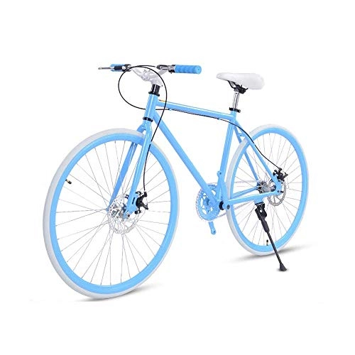 Road Bike : L.BAN Road Bike For Men And Women, Simple Bicycle, Adult Women's Bicycle, Student Men's Double Disc Brake Sports Car, 26 / 24 Inch Two, Pneumatic Racing(Blue)