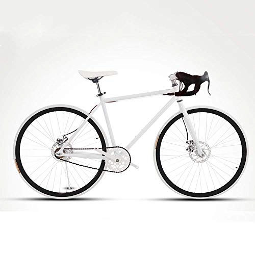 Road Bike : L.BAN Road Bike For Men And Women, Simple Bicycle, Adult Women's Bicycle, Student Men's Double Disc Brake Sports Car, 26 / 24 Inch Two, Pneumatic Racing(White, black)