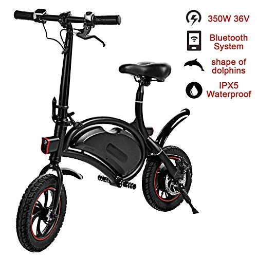 Road Bike : L&U Folding Electric Bicycle 350W 36V Waterproof Lightweight E-Bike with 15 Mile Range, Cruise Control System, Collapsible Frame, and APP Speed Setting, Black