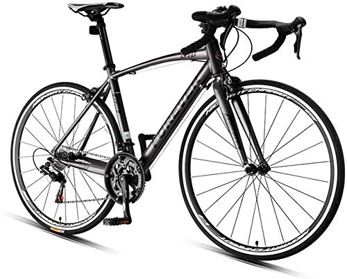 Road Bike : LAMTON 16 Speed Road Bike, Men Women Road Bicycle, Aluminum Frame Ultra-Light Bicycle, 700 * 25C Wheels, Perfect for Road Or Dirt Trail Touring (Color : Gray)
