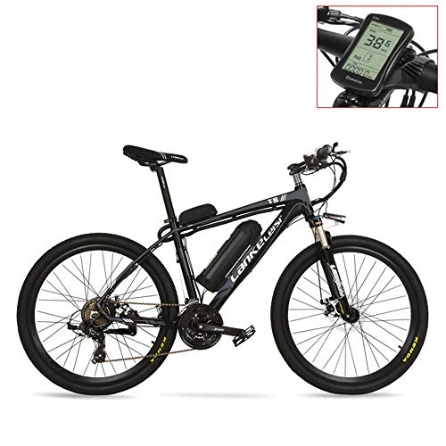 Road Bike : LANKELEISI T8 36V 240W Strong Pedal Assist Electric Bike, High Quality & Fashion MTB Electric Mountain Bike, Adopt Suspension Fork.Pedelec. (Grey LCD, 20Ah + 1 Spare Battery)