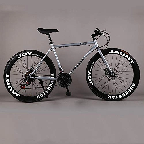 Road Bike : laonie Mountain Bicycle Fixed Gear Road Bike Speed Double Disc Brakes Men and Women 60 Knife Wheel sStudent Adult-Silver_21 speed