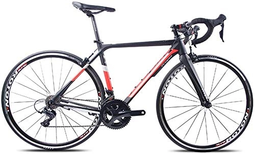 Road Bike : LAZNG Adult Road Bike, Professional 18-Speed Racing Bicycle, Ultra-Light Aluminium Frame Double V Brake Racing Bicycle, City Commuter Bicycle Perfect for Road Or Dirt Trail Touring (Color : Red)